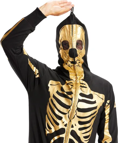 Vista 6 de Tipsy Elves Vestido ajustado de manga larga con esqueleto de Halloween para mujer Dorado