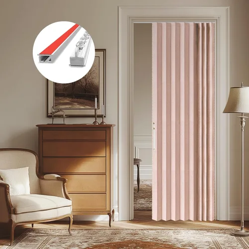 Vista 30 de AJAZZ Cortinas 100% Opacas para Puertas Corredizas de Entrada, Puertas de Acordeón para Entrada, Cortina Magnética para Puerta de Dormitorio Sala