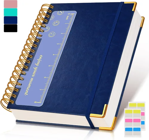 Vista 13 de Cuaderno Diario de Espiral 8.5" x 11", 300 Páginas de Tapa Dura con Forro de Cuero para Mujeres y Hombres, Cuadernos A4 Grandes con Rayas
