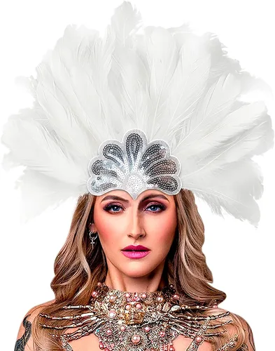 Vista 43 de HOMELEX Tocado de plumas negras para mujer, accesorios de carnaval caribeño