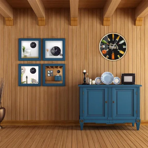 Vista 3 de Reloj de pared de vino de 12 pulgadas, Happy Hour Wine Time Wine Booze Beer Reloj de pared silencioso sin tictac reloj de pared para hombre, cueva