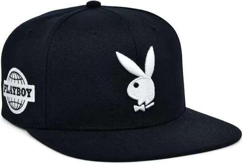 Vista 3 de Playboy Sombrero ajustable de pico plano de esmoquin negro