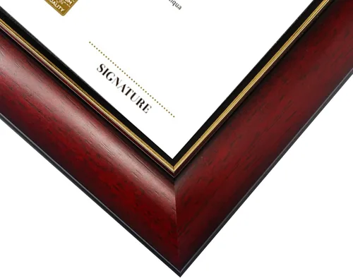 Vista 5 de GraduatePro Marco de diploma de certificado de 8.5 x 11, madera maciza y acrílico con protección UV, acabado cereza con ribete dorado