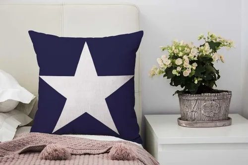 Vista 3 de Nphuriy Funda de almohada con diseño abstracto de estrellas de Estados Unidos sobre fondo azul, funda de almohada decorativa de algodón y lino Multi