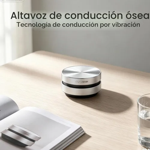 Vista 2 de Altavoz de conducción ósea inalámbrico Mini, altavoz Bluetooth portátil con graves estéreo, absorción magnética, micrófono integrado y radio FM