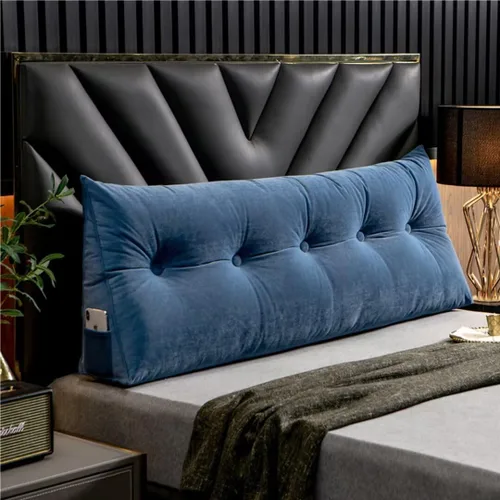 Vista 8 de Almohada triangular grande para cabecero beige con cuña para cama, almohada de lectura, respaldo de posicionamiento, cojín con funda extraíble