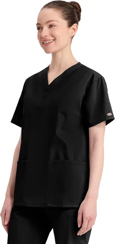Vista 4 de Dickies EDS Signature - Camiseta quirúrgica para mujer, cuello en V, ajuste Negro
