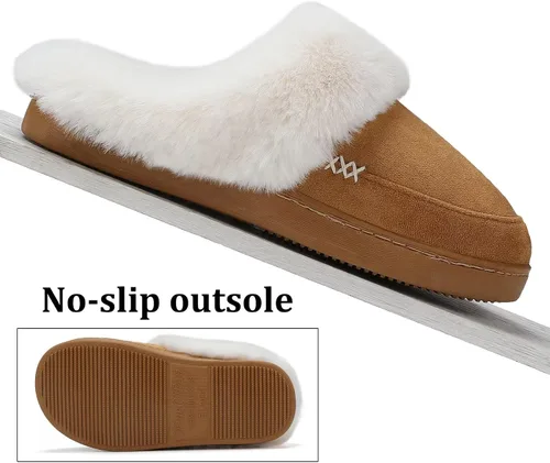 Vista 5 de NineCiFun - Pantuflas de casa de gamuza, unisex, mullidas, con forro de piel sintética, para interiores y exteriores, con suela de goma