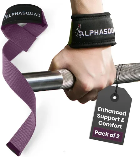 Vista 10 de ALPHASQUAD Correas de levantamiento para levantamiento de pesas – Correas de muñeca resistentes para levantamiento de pesas con envolturas