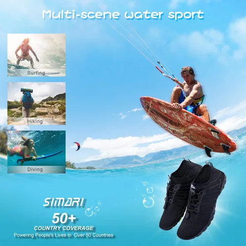 Vista 7 de SIMARI - Zapatos para deportes acuáticos de secado rápido para hombre o mujer ideales para buceo natación surf caminar en el agua playa o yoga