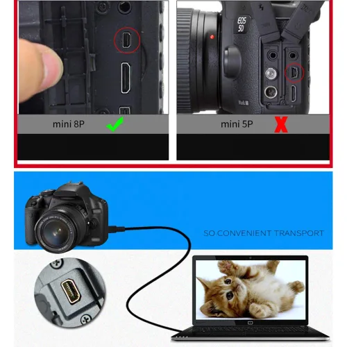 Vista 4 de Cable USB de repuesto UC-E6 UC-E23 UC-E17 compatible con cámara digital Nikon SLR DSLR D3200 D3300 D750 D5300 D7200 Coolpix L340 L32 A10 P520 P510
