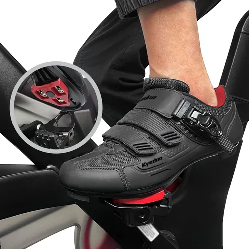 Vista 5 de Zapatos de ciclismo unisex compatibles con Peloton zapatos de bicicleta con clip para interiores Peleton bicicleta de carretera, ciclismo, carreras
