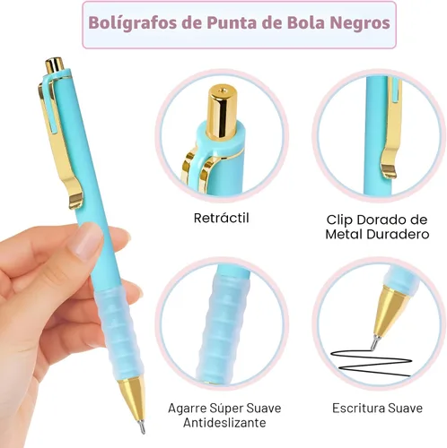 Vista 7 de Drawdart 12 bolígrafos de escritura suave, bolígrafos de tinta negra de 0.039 pulgadas con agarre súper suave, bolígrafo retráctil de larga duración