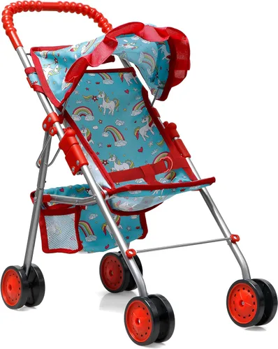 Vista 9 de fash n kolor® - Cochecito de muñeca bebé de lujo con ruedas grandes - Diseño de flores con cesta en la parte inferior - Cochecito de muñeca bebé