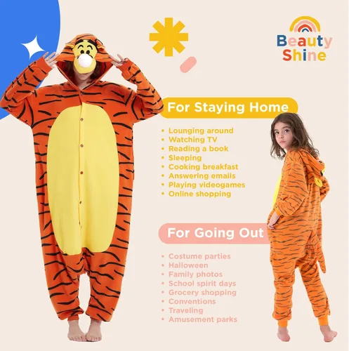 Vista 4 de Beauty Shine Unisex Adult Cartoon Costume Halloween Christmas Sleepwear Jumpsuit Onesies Plush Cosplay Pajamas