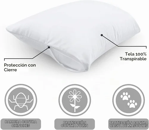 Vista 5 de AllerEase Ultra Suave Protección Avanzada contra Alergias Protector de Almohada Lavable a Máquina con Cremallera para Viaje, Tamaño 14" x 20", Gris