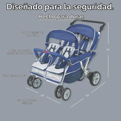 Vista 2 de Carriola plegable Angeles infantil, para bebés, SureStop Comercial Bye Bye (para 4 pasajeros)