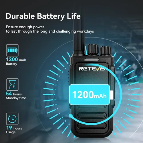 Vista 5 de Retevis MateTalk - Walkie Talkies B4 con micrófono de hombro impermeable, cancelación de ruido de radio de 2 vías, compacto, carga USB-C, radios