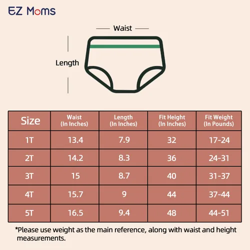Vista 6 de EZ Moms 6 paquetes de ropa interior de entrenamiento para niñas 100% algodón, absorbente, acolchada, para niños pequeños, 5T, a prueba de fugas