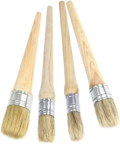 Vista 3 de Juego de 4 brochas de cera profesionales para pintura de tiza con cerdas naturales para folkart de 0.787 in, 0.984 in, 1.181 in, 1.575 in