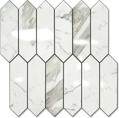 Vista 11 de Vamos Tile 1 hoja de azulejos brillantes con veta de mármol de madera para protector contra salpicaduras, despegar y pegar, azulejos de pared
