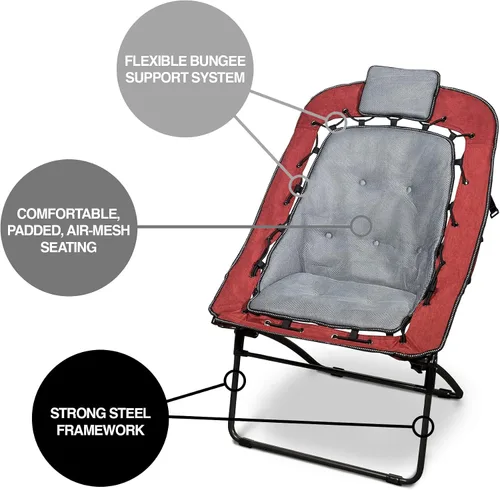 Vista 4 de Zenithen Silla elástica rectangular portátil plegable y duradera para interiores y exteriores, para juegos, camping, dormitorios y dormitorios