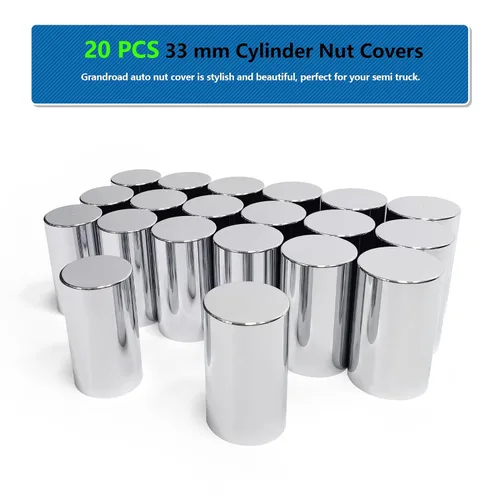Vista 7 de Grandroad auto 20 Pack de cubiertas de tuerca, 33mm por 3-1/2" Rosca en tapa de tuerca cilíndrica de tapa plana ABS cromado plástico antióxido