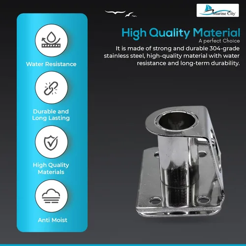 Vista 3 de MARINE CITY Stainless Steel Stanchion Socket with Triangular Base and Buttress for Pipe for Marine Boat Yacht Fishing
