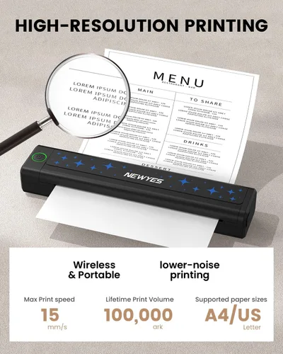 Vista 2 de NEWYES Impresora térmica portátil Impresora sin tinta Conectividad inalámbrica Viajes de negocios Uso educativo en el hogar