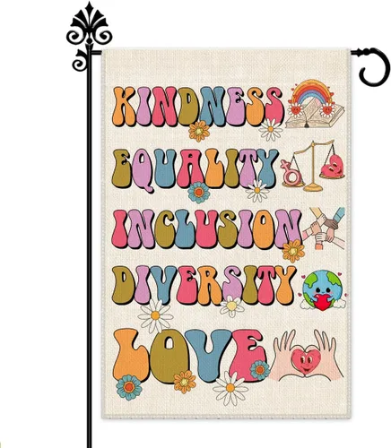 Vista 23 de Hafhue Human Kind Be Both Welcome Bandera de Jardín para Patio Exterior Decoraciones de Granja, Bandera Be Kind Regalo para Familias Amigos, Bandera