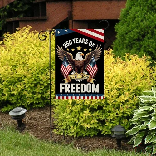 Vista 8 de Banderas de jardín con el 250 aniversario de Estados Unidos para exteriores, bandera de Estados Unidos con diseño de águila, decoración patriótica