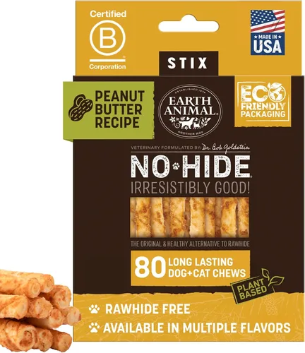 Vista 26 de Earth Animal No Hide Stix - Palitos masticables sin cuero de larga duración para perros pequeños, sabor a carne de res - Paquete de valor de 20