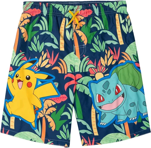 Vista 5 de Pokemon - Traje de baño con forro de malla para niño pequeño a niño grande amarillo/azul
