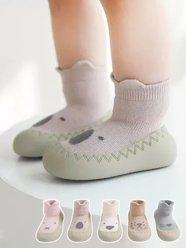 Vista 2 de BEHELE Zapatos de calcetín antideslizantes para bebés y niñas, 2 pares