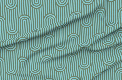Vista 4 de Spoonflower Fabric Modern Stripe Abstract Waves on Petal Cotton Fat Quarter Arches Blue Mod Lines Ocean Use for Sewing Quilting Apparel Home