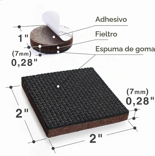 Vista 3 de Almohadillas Antideslizantes para Muebles X-PROTECTOR 48 PIEZAS - 32 piezas Redondas de 1" + 16 piezas Cuadradas de 2" Agarraderas para Muebles!