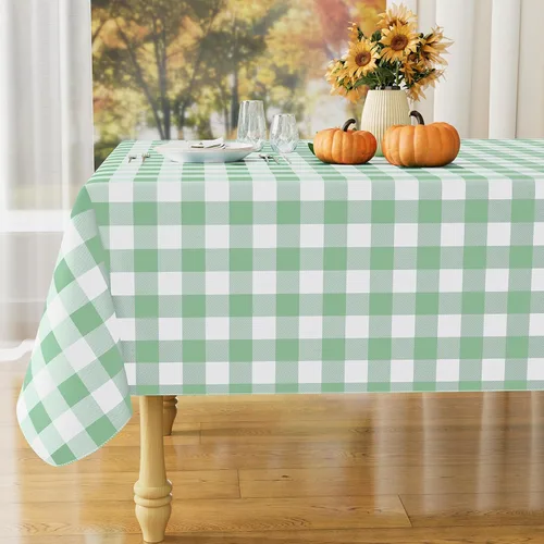 Vista 60 de Misaya - Mantel cuadrado de vinilo impermeable, mantel con respaldo de Aguamarina y blanco