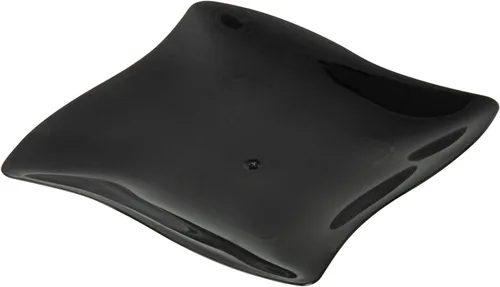 Vista 2 de Restaurantware - Platos de postre de 3 x 3 pulgadas, 100 platos de cóctel pequeños, cuadrados, bordes ondulados, platos desechables de plástico Negro