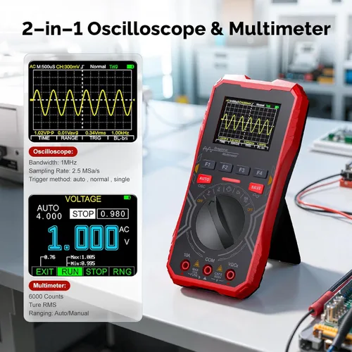 Vista 2 de 2 en 1 osciloscopio de mano multímetro de rango automático Digital Tester