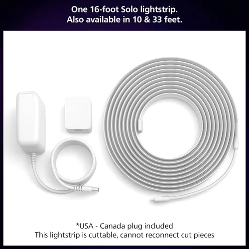 Vista 2 de Philips Hue Kit de base de tira de luz LED inteligente individual para interiores de 16 pies, control con aplicación Hue, compatible con Alexa