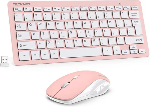 Vista 10 de TECKNET Combo de Teclado y Ratón Inalámbrico, Mini Teclado de Computadora Inalámbrico y Conjunto de Ratón 2.4GHz, 1600 DPI Ajustable Silencioso