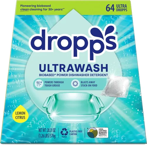 Vista 12 de Dropps UltraWash Cápsulas de detergente para lavavajillas, limón cítrico (32 unidades) – Comprimidos de detergente para lavavajillas de limpieza
