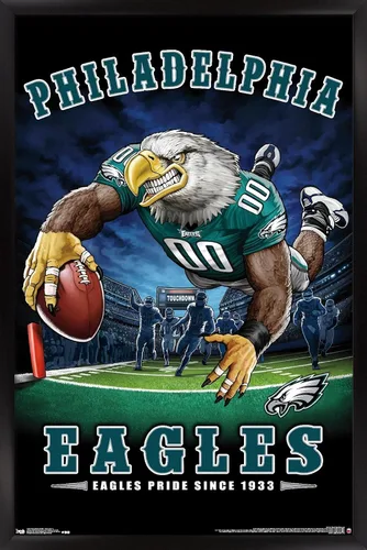 Vista 8 de Trends International NFL Philadelphia Eagles - Póster de pared de End Zone 17, 14.725 x 22.375 pulgadas, versión enmarcada de madera de granero