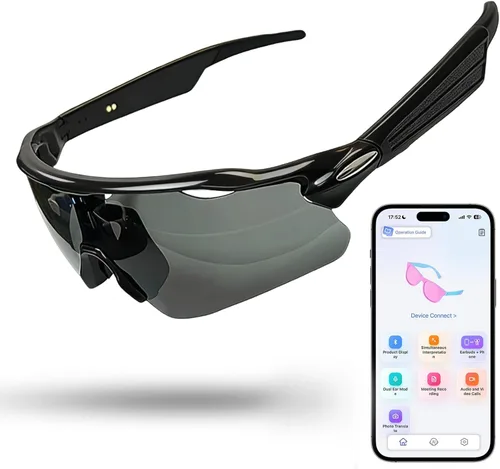 Vista 11 de Lentes de audio inteligentes Bluetooth, para correr, ciclismo, lentes de sol Bluetooth con música y llamadas manos libres, asistente de voz AI