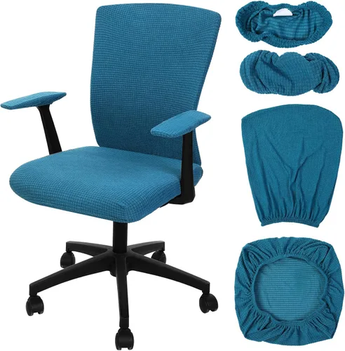 Vista 8 de Tallew Juego de 4 fundas protectoras universales para sillas de oficina, fundas de asiento elásticas para sillas de oficina, fundas para Negro
