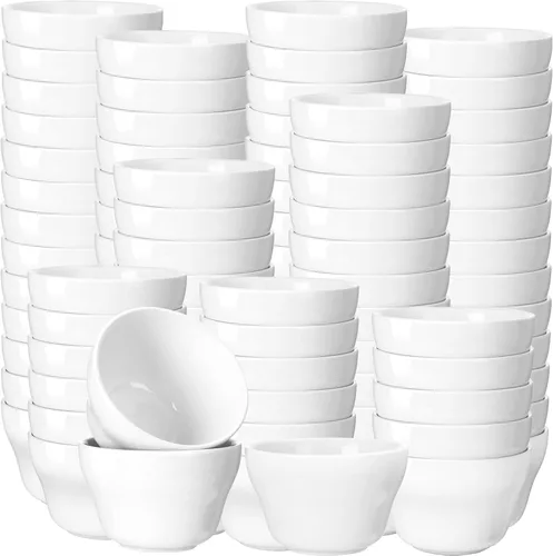 Vista 8 de Suclain - Paquete de 24 tazas de sopa de 8 onzas, tazas de salsa, cuencos de salsa para caldo, color blanco Porcelain, Stackable, Dipping Sauce
