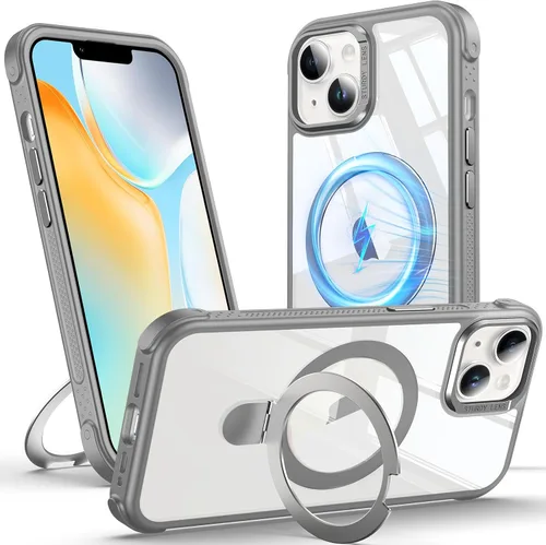 Vista 7 de Anqrp Funda transparente con función atril magnética con junta tórica para iPhone 12/12 Pro, compatible con Mag-Safe, de grado militar, reforzada