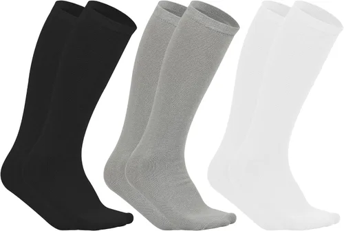 Vista 2 de Dxhycc 3 pares de calcetines de tubo hasta la rodilla para niños, calcetines de fútbol para la escuela, de algodón, uniforme, calcetines deportivos