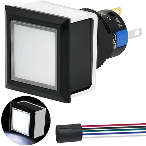 Vista 11 de Interruptor de botón cuadrado 21 * 21 mm 0,83" agujero de montaje cuadrado UL Certificado con luz azul 24 V 1NO 1NC SPDT ENCENDIDO/APAGADO