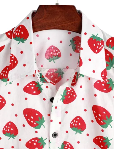 Vista 3 de VATPAVE Mens 100% Cotton Hawaiian Shirts Floral Short Sleeve Button Down Shirts Summer Beach Shirts